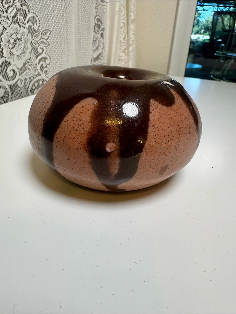 Handcrafted Brown Ceramic Weed Pot Drip-Glaze Vase - Minimal Home Accents